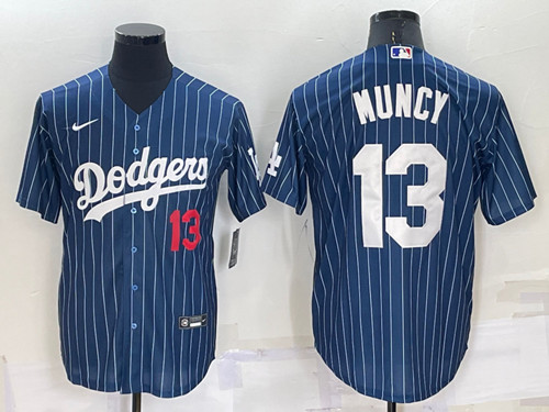 Men's Los Angeles Dodgers #13 Max Muncy Navy Cool Base Stitched Baseball Jersey